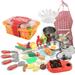 moobody 42 PCS Kitchen Set Pretend Play with Hat Apron Kitchen Toy Stove Pan Spoon Vegetables Fruits Storage Basket Children Role Playset Cooking Set Educational Gift for Toddlers Kids Girls Boys