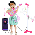 UUGEE Kids Guitar Pretend Play Musical Instrument Toy for Toddler Girls with Mic Stand Pink