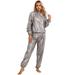 YEAHDOR Womens Mens Sauna Suit Long Sleeve PVC Elastic Cuffs Tops with Pants Set Slimming Fitness Sweat Suit Grey L