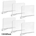 Lishuaiier 4Pack Shelf Dividers for Closet Organization Acrylic Shelf Dividers for Wood Shelf and Cabinets Shelf in Bedroom Kitchen and Office