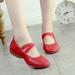 Fzm Dance Shoes For Women Leisure Women s Summer Soft Sole Solid Color Non Slip Wedges Round Toe Breathable Dancing Shoes Red US Size 9