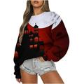 SOOMLON Women Halloween Costumes Gothic Clothing Women Halloween Pumpkin Long Sleeve Sweatshirts Pullover Long Sleeve Crew Neck Adult Halloween Costumes Fall Clothes Wine M