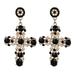 NUOLUX Vintage Crystal Cross Drop Earrings for Women Baroque Bohemian Large Long Earrings Jewelry(Black)