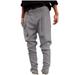 QUYUON Cargo Pants for Women Casual Fashion Plus Size Solid Color Pocket Button Pencil Pants Trousers Motorcycle Pants Full Pant Leg Length Skinny Pant Style N-5751 Gray XXL