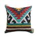 24 x 24 Square Handwoven Cotton Dhurrie Accent Throw Pillow Aztec Kilim Pattern Tassels Multicolor