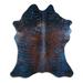 Lovey-dovey cowhide rugs for sale BLUE METALLIC ON BROWN rug