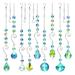 FZFLZDH Sun Catchers with Crystals 9 Pcs Hanging Crystals Suncatchers Rainbow Crystals Prisms Pendant Suncatchers for Garden Wedding Party Patio Backyard Car Home Indoor Outdoor Decoration