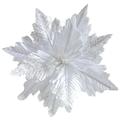 Frogued Artificial Christmas Flower Realistic Looking Create Atmosphere Bright Color Shiny Surface Xmas Ornament Christmas Decoration Reusable Glitter Christmas Faux Flower (White)