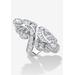 Women's 4.32 Tcw Multi-Cut Cubic Zirconia Platinum-Plated Bypass Cocktail Ring by Roamans in Silver (Size 8)