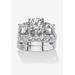 Women's 2 Piece 5.66 Tcw Cz Bridal Ring Set In Platinum-Plated Sterling Silver by PalmBeach Jewelry in Platinum (Size 6)