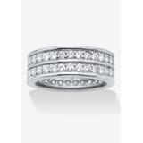 Women's 2.05 Cttw. Round Cz Platinum-Plated Sterling Silver Double-Row Eternity Ring by PalmBeach Jewelry in Platinum (Size 12)