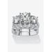 Women's 2 Piece 5.66 Tcw Cz Bridal Ring Set In Platinum-Plated Sterling Silver by PalmBeach Jewelry in Platinum (Size 8)