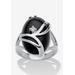 Women's Oval-Shaped Onyx & Crystal Accent Cocktail Ring In Platinum-Plated by PalmBeach Jewelry in Black (Size 8)