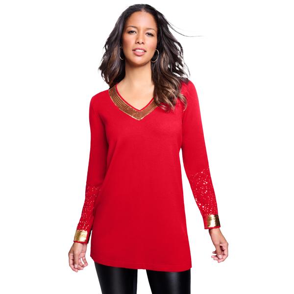 plus-size-womens-sequin-pullover-sweater-by-roamans-in-red-boarder-sequin--size-30-32-/