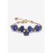 Women's Goldtone Antiqued Charm Bracelet (10Mm), Round Simulated Birthstone 8 Inches by PalmBeach Jewelry in September