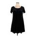 Socialite Casual Dress - Mini Scoop Neck Short sleeves: Black Solid Dresses - Women's Size X-Large