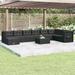 vidaXL 9 Piece Patio Lounge Set with Cushions Black Poly Rattan