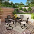 Phi Villa 5-Piece Metal E-coating Patio Dining Set of 4 Swivel Chairs and 1 Metal Framed Round Table