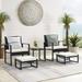 Orange-Casual 5-Piece Outdoor Furniture Set Patio Steel Wicker Conversation Set with Ottomans & Soft Washable Cushions White