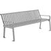 Global Industrial 6 ft. Outdoor Park Bench with Back Vertical Steel Slat Gray Unassembled