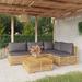 Irfora 5 Piece Patio Set with Cushions Solid Wood Teak