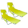 Ostrich Chaise Lounge Foldable Sunbathing Beach Chair Neon Green (2 Pack)