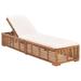 Walmeck Sun Lounger with Cream Cushion Solid Teak Wood