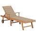 Walmeck Sun Lounger with Beige Cushion Solid Teak Wood