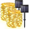 2 Packs 66ft 200 LED Solar Outdoor String Lights Solar Powered Fairy Lights Copper Wire Lights Waterproof Outdoor String Lights for Garden Patio