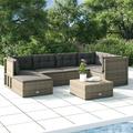 vidaXL 6 Piece Patio Lounge Set with Cushions Gray Poly Rattan