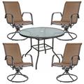 Garden Elements Sienna Collection 40 Table and Four Swivel Rocker Chairs Patio Dining Set Brown (5-Piece Set)