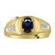 Mens Classic Oval Sapphire & Diamond Ring Set in Yellow Gold Plated Silver .925 September Birthstone