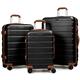 CALDARIUS Suitcase Set | 3 Pcs suitcases l Hard Shell l Luggage Sets |3 Digit Combination Lock | Lightweight | Telescopic Handle |4 Dual Spinner Wheels l|(3 Piece Full Set, Black)