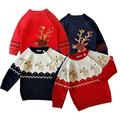 Esaierr Toddler Baby Girls Boys Christmas Sweater Kids Winter Knit Sweater Coat Cartoon Button Casual Autumn Pullover Warm Jacket for 1-6Y