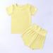 Wavsuf Kids Sets Clothes Short Sleeve Comfort Shorts Cute Crew Neck Solid Yellow Outfits Set Size 2-3 Years