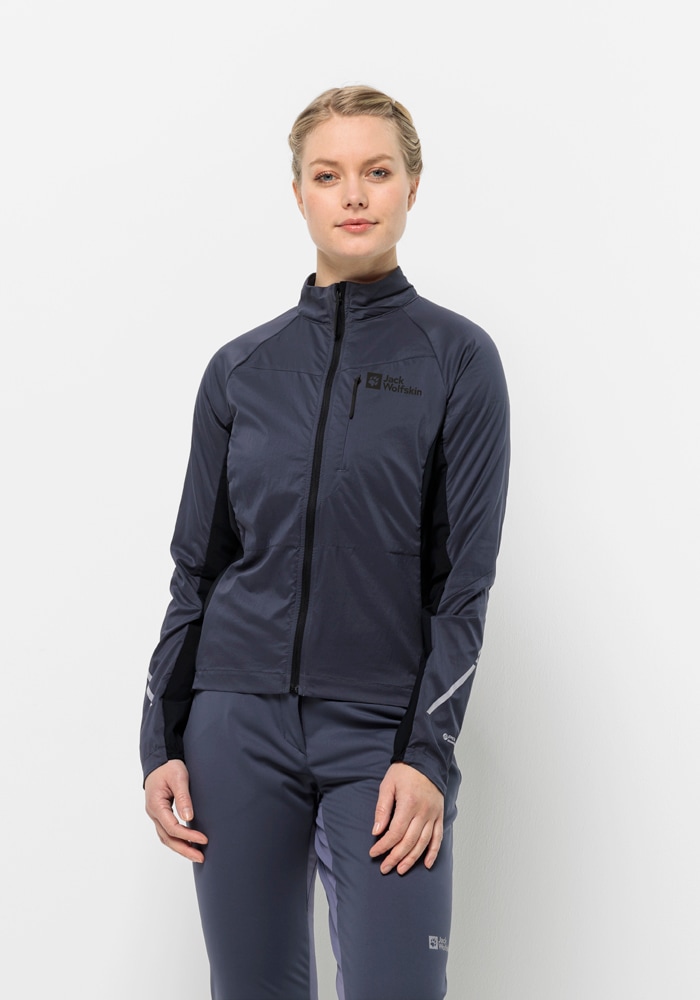 Fahrradjacke JACK WOLFSKIN "MOROBBIA ALPHA INS JKT W", Damen, Gr. XS (34), grau (graphite), 1. OBERSTOFF 100% POLYAMID 2. OBERSTOFF 88% POLYAMID, 12% ELASTHAN 1.FUTTER 100% POLYESTER 2.LINING 100% POLYESTER, Jacken Image