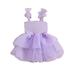 Nituyy Girls A-line Dress Sleeveless Bow Tulle Patchwork Party Dress Summer Dress for Birthday