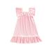 Nituyy Baby Girl Sleeping Dress Short Sleeve Square Neck Satin Summer Fall Casual Home Lace Midi