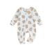 Arvbitana Infant Baby Boys Girls Footless Rompers Sloth Print Long Sleeve Zipper Jumpsuit Pants Newborn Cute Playsuit Spring Fall Clothes 0M 3M 6M 9M 12M