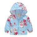 AKAFMK Girls Winter Coats Girls Outerwear Jackets and Coats Rain Coats for Girls Toddler Kids Baby Boys Girls Fashion Cute Flowers Car Pattern Windproof Jacket Hooded Coat Light Blue 5-6 Years