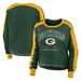 Women's WEAR by Erin Andrews Green Bay Packers Plus Size Colorblock Long Sleeve T-Shirt