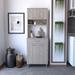 Wade Logan® Blandina Kitchen Pantry w/ Countertop, Closed & Open Storage Wood in Gray | Wayfair 4E61038FCA1D4717AF6432667AF121F7