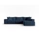 Canapé d'angle droit modulable 5 places en tissu structurel blue jeans