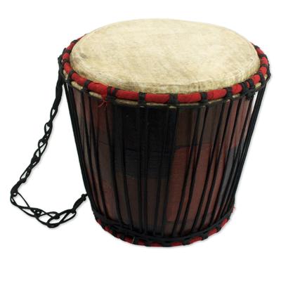 Novica Handmade Dramatic Wood Bongo Drum