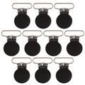 10pcs Pacifier Suspender Clips Holders Round Metal Pacifier Clips Buckle Clips Sewing Tools for Men Women (Black)