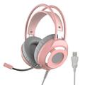 Ajazz AX120 - 7.1 Channel Stereo Gaming Headset Noise Cancelling Over Ear Headphones with Mic Bass Surround Soft Memory Earmuffs 50mm Drivers Pink