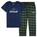 Women's Concepts Sport Navy Seattle Seahawks Plus Size Badge T-Shirt & Flannel Pants Sleep Set