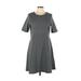 Forest Lily Casual Dress - A-Line Crew Neck Short sleeves: Gray Dresses - Women's Size Large