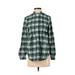 Lands' End Long Sleeve Button Down Shirt: Green Print Tops - Women's Size 23