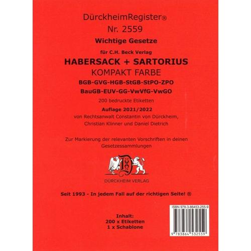 Griffregister Nr. 2559: HABERSACK- SARTORIUS – KOMPAKT 2021/2022 – Constantin Dürckheim
